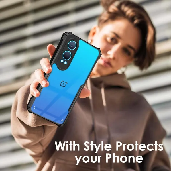 Bumper_Black_Shockproof_Bumper_Crystal__Back_Case_Cover_Compatible_With_Oneplus_Nord_Ce_4_Lite_/_1+Nord_Ce4_Lite_5G__Minimalist_Pc+Tpu_360_Protection_Tough_Rugged_Design