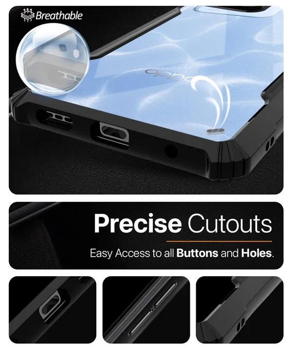 Bumper_Black_Shockproof_Bumper_Crystal__Back_Case_Cover_Compatible_With_Oppo_F25_Pro_5G__Minimalist_Pc+Tpu_360_Protection_Tough_Rugged_Design