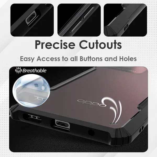 Bumper_Black_Shockproof_Bumper_Crystal__Back_Case_Cover_Compatible_With_Oppo_F25_Pro_5G__Minimalist_Pc+Tpu_360_Protection_Tough_Rugged_Design