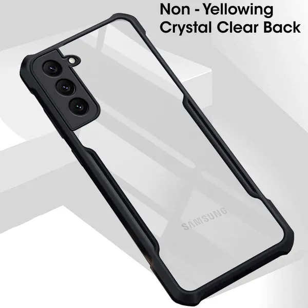 Bumper_Black_Shockproof_Bumper_Crystal__Back_Case_Cover_Compatible_With_Samsung_Galaxy_S22_5G__Minimalist_Pc+Tpu_360_Protection_Tough_Rugged_Design