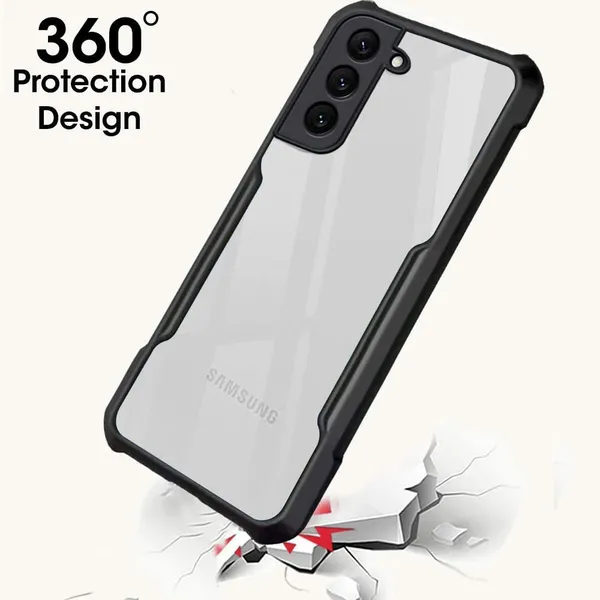 Bumper_Black_Shockproof_Bumper_Crystal__Back_Case_Cover_Compatible_With_Samsung_Galaxy_S22_5G__Minimalist_Pc+Tpu_360_Protection_Tough_Rugged_Design