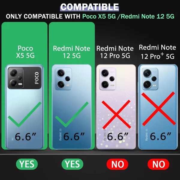 Bumper_Black_Shockproof_Bumper_Crystal__Back_Case_Cover_Compatible_With_Xiaomi_Redmi_Note_12_5G_/_Poco_X5_5G__Minimalist_Pc+Tpu_360_Protection_Tough_Rugged_Design