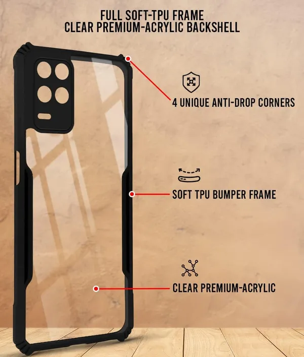 Bumper_Black_Shockproof_Bumper_Crystal__Back_Case_Cover_Compatible_With_Realme_8_5G_/_Narzo_30_5G__Minimalist_Pc+Tpu_360_Protection_Tough_Rugged_Design