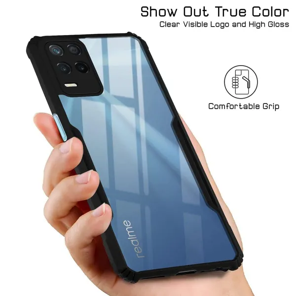 Bumper_Black_Shockproof_Bumper_Crystal__Back_Case_Cover_Compatible_With_Realme_8_5G_/_Narzo_30_5G__Minimalist_Pc+Tpu_360_Protection_Tough_Rugged_Design