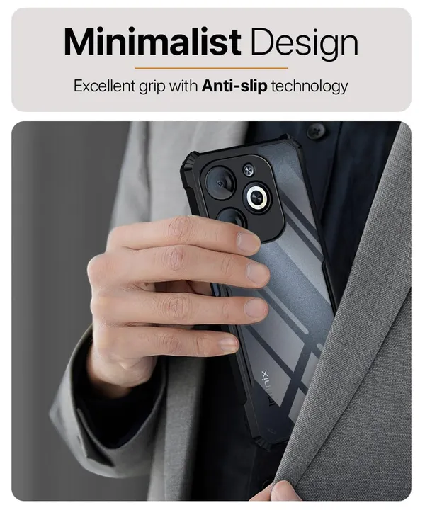Bumper_Black_Shockproof_Bumper_Crystal__Back_Case_Cover_Compatible_With_Infinix_Smart_8/_Smart_8_Hd/Spark_20/_Itel_P55_5G_Minimalist_Pc+Tpu_360_Protection_Tough_Rugged_Design