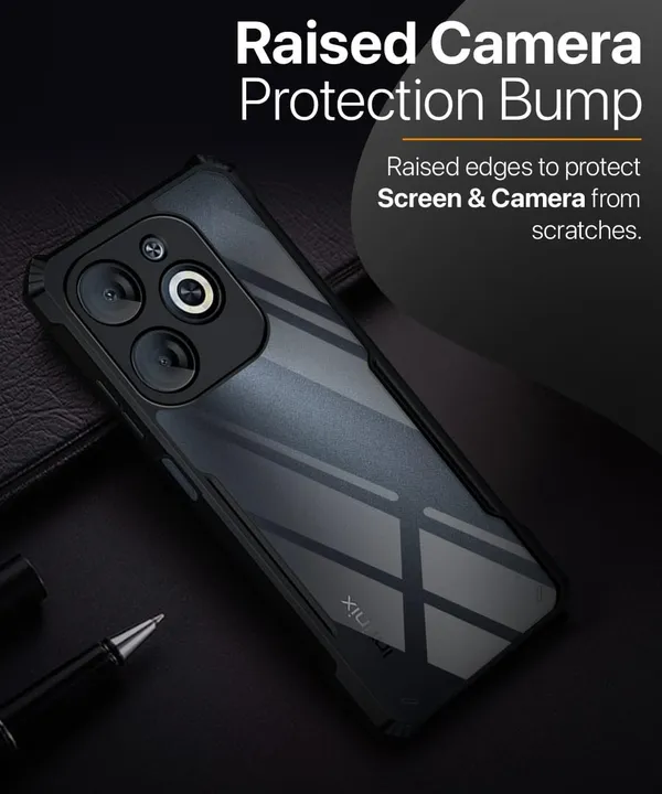 Bumper_Black_Shockproof_Bumper_Crystal__Back_Case_Cover_Compatible_With_Infinix_Smart_8/_Smart_8_Hd/Spark_20/_Itel_P55_5G_Minimalist_Pc+Tpu_360_Protection_Tough_Rugged_Design