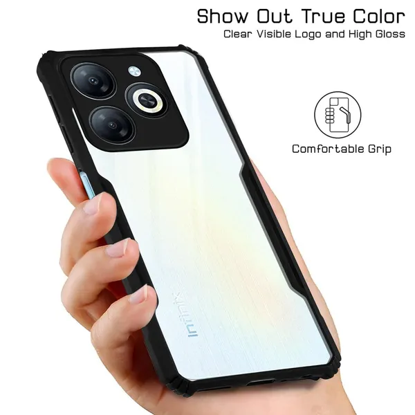 Bumper_Black_Shockproof_Bumper_Crystal__Back_Case_Cover_Compatible_With_Infinix_Smart_8/_Smart_8_Hd/Spark_20/_Itel_P55_5G_Minimalist_Pc+Tpu_360_Protection_Tough_Rugged_Design
