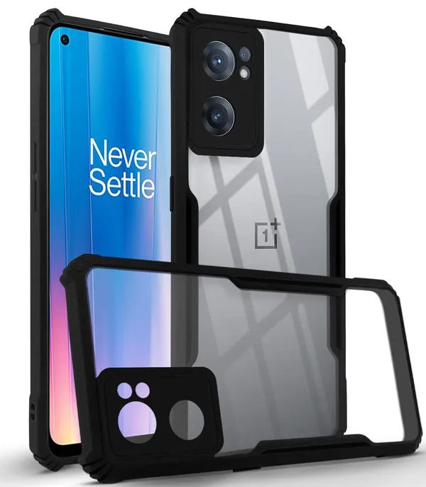 Bumper_Black_Shockproof_Bumper_Crystal__Back_Case_Cover_Compatible_With_Oneplus_Nord_Ce_2_5G_/_1+Nord_Ce2_5G__Minimalist_Pc+Tpu_360_Protection_Tough_Rugged_Design