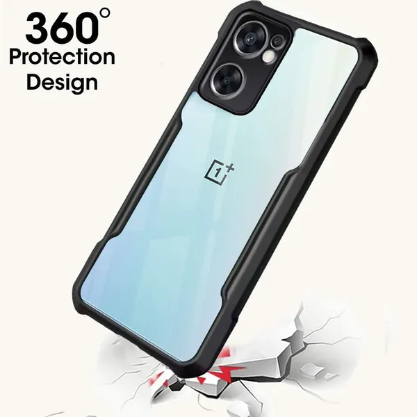 Bumper_Black_Shockproof_Bumper_Crystal__Back_Case_Cover_Compatible_With_Oneplus_Nord_Ce_2_5G_/_1+Nord_Ce2_5G__Minimalist_Pc+Tpu_360_Protection_Tough_Rugged_Design
