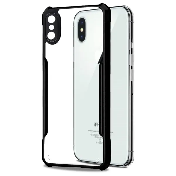 Bumper_Black_Shockproof_Bumper_Crystal__Back_Case_Cover_Compatible_With_Iphone_X/Iphone_Xs__Minimalist_Pc+Tpu_360_Protection_Tough_Rugged_Design