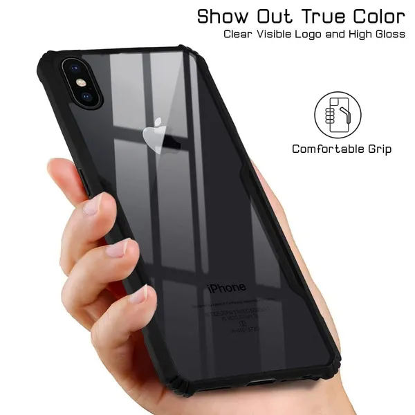 Bumper_Black_Shockproof_Bumper_Crystal__Back_Case_Cover_Compatible_With_Iphone_X/Iphone_Xs__Minimalist_Pc+Tpu_360_Protection_Tough_Rugged_Design