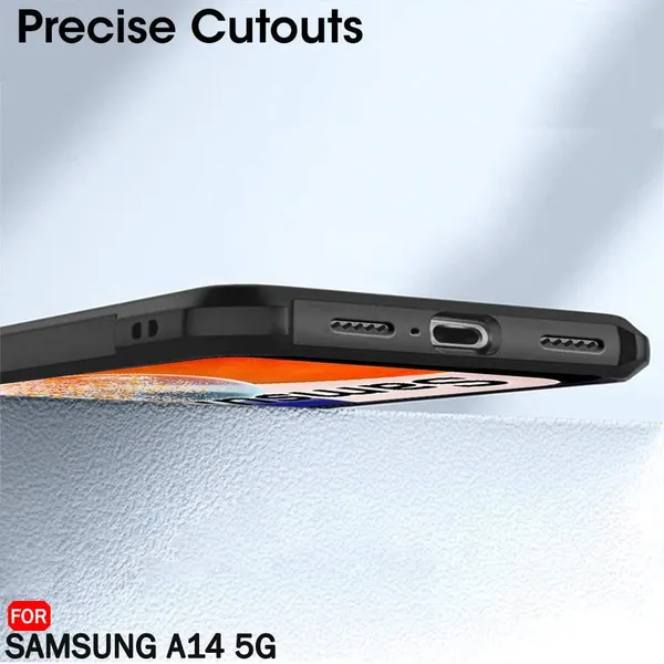 Bumper_Black_Shockproof_Bumper_Crystal__Back_Case_Cover_Compatible_With_Samsung_Galaxy_A14_4G_5G__Minimalist_Pc+Tpu_360_Protection_Tough_Rugged_Design