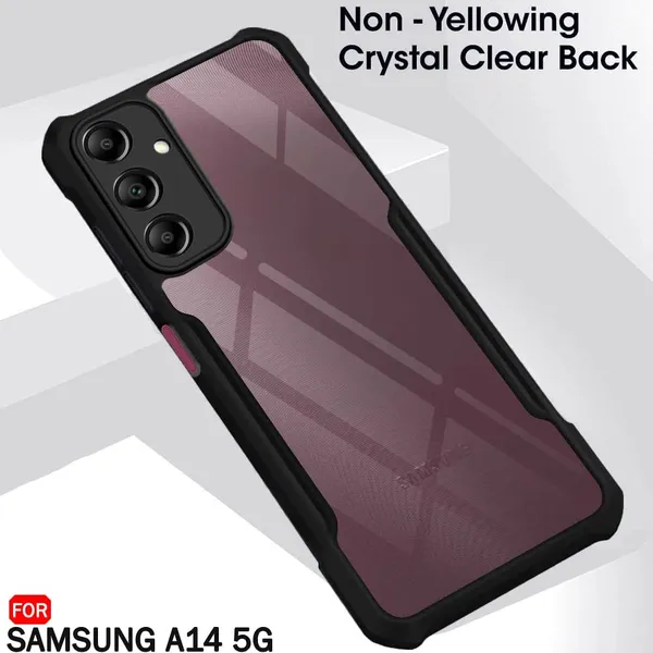 Bumper_Black_Shockproof_Bumper_Crystal__Back_Case_Cover_Compatible_With_Samsung_Galaxy_A14_4G_5G__Minimalist_Pc+Tpu_360_Protection_Tough_Rugged_Design