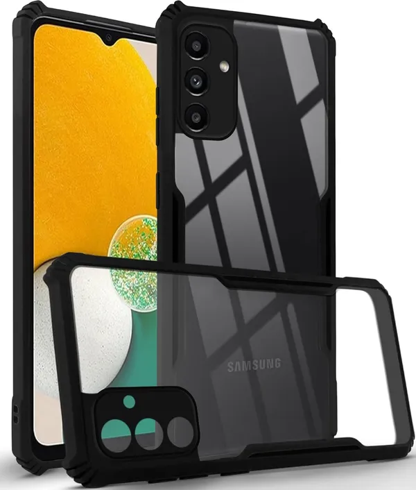Bumper_Black_Shockproof_Bumper_Crystal__Back_Case_Cover_Compatible_With_Samsung_Galaxy_A14_4G_5G__Minimalist_Pc+Tpu_360_Protection_Tough_Rugged_Design