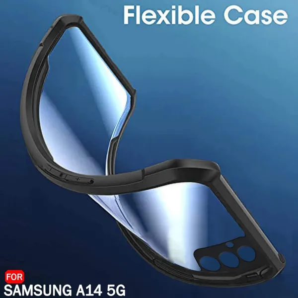 Bumper_Black_Shockproof_Bumper_Crystal__Back_Case_Cover_Compatible_With_Samsung_Galaxy_A14_4G_5G__Minimalist_Pc+Tpu_360_Protection_Tough_Rugged_Design