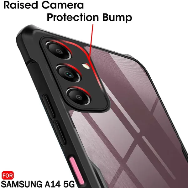 Bumper_Black_Shockproof_Bumper_Crystal__Back_Case_Cover_Compatible_With_Samsung_Galaxy_A14_4G_5G__Minimalist_Pc+Tpu_360_Protection_Tough_Rugged_Design