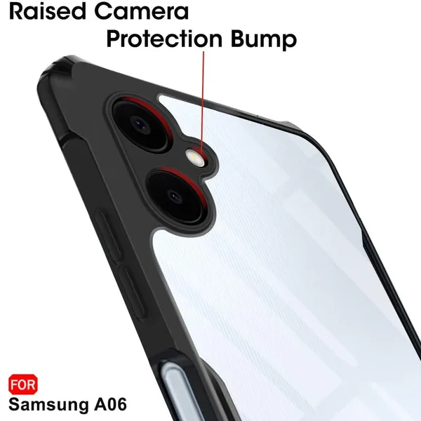 Bumper_Black_Shockproof_Bumper_Crystal__Back_Case_Cover_Compatible_With_Samsung_Galaxy_A06__Minimalist_Pc+Tpu_360_Protection_Tough_Rugged_Design