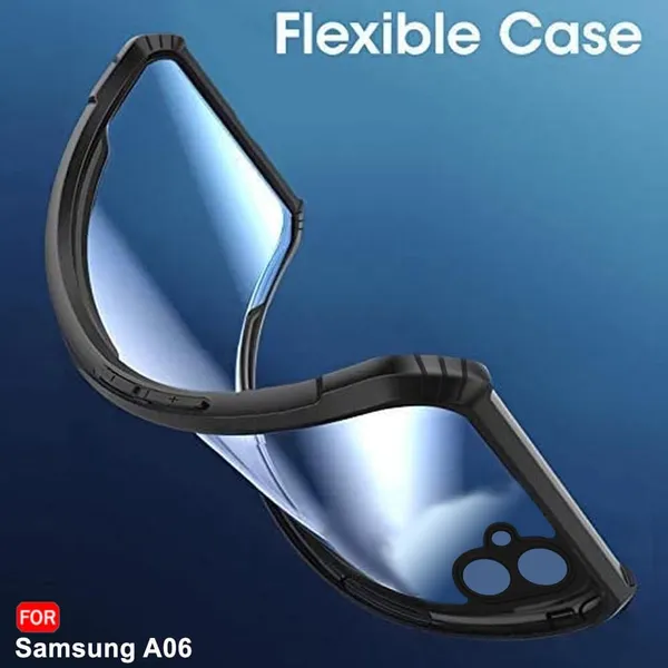 Bumper_Black_Shockproof_Bumper_Crystal__Back_Case_Cover_Compatible_With_Samsung_Galaxy_A06__Minimalist_Pc+Tpu_360_Protection_Tough_Rugged_Design