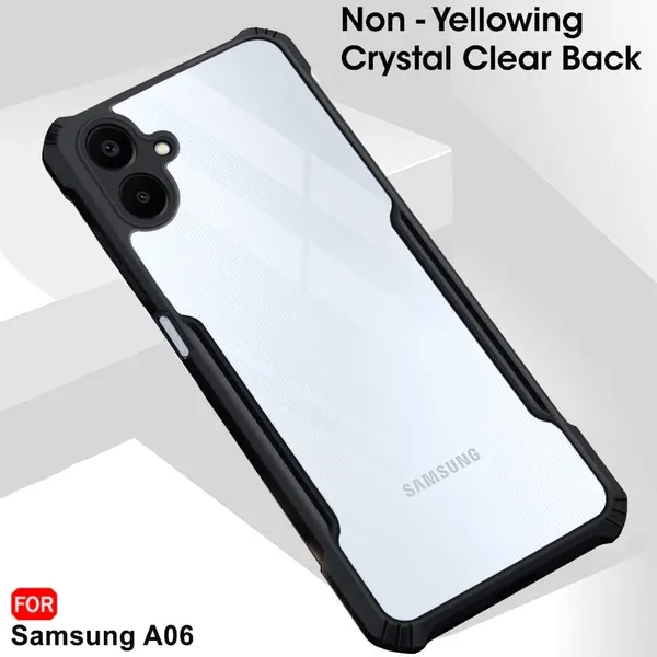 Bumper_Black_Shockproof_Bumper_Crystal__Back_Case_Cover_Compatible_With_Samsung_Galaxy_A06__Minimalist_Pc+Tpu_360_Protection_Tough_Rugged_Design