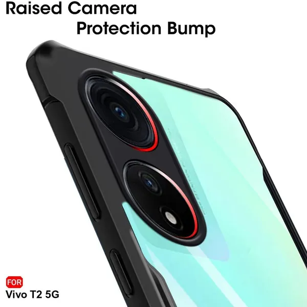 Bumper_Black_Shockproof_Bumper_Crystal__Back_Case_Cover_Compatible_With_Vivo_Y100_5G_/_Vivo_T2_5G_/_Vivo_100A_5G__Minimalist_Pc+Tpu_360_Protection_Tough_Rugged_Design