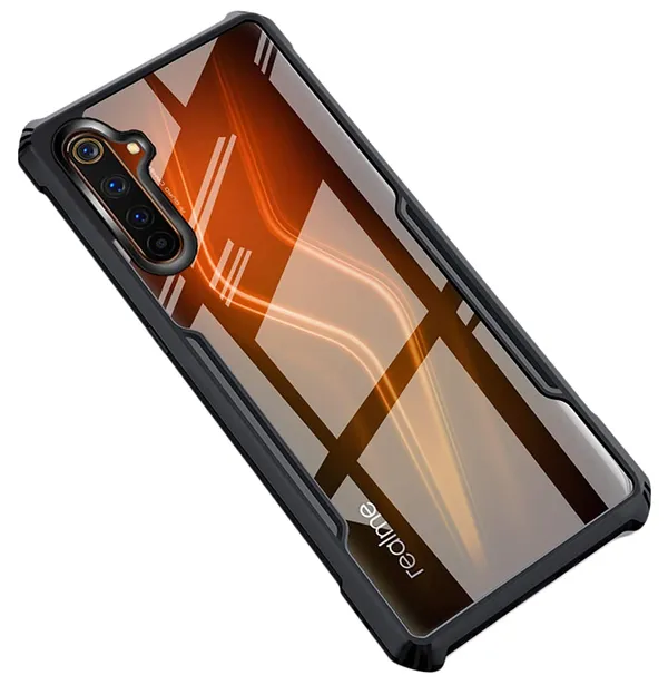 Bumper_Black_Shockproof_Bumper_Crystal__Back_Case_Cover_Compatible_With_Realme_6_Pro__Minimalist_Pc+Tpu_360_Protection_Tough_Rugged_Design
