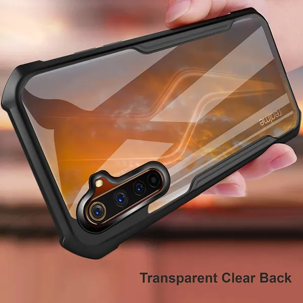 Bumper_Black_Shockproof_Bumper_Crystal__Back_Case_Cover_Compatible_With_Realme_6_Pro__Minimalist_Pc+Tpu_360_Protection_Tough_Rugged_Design
