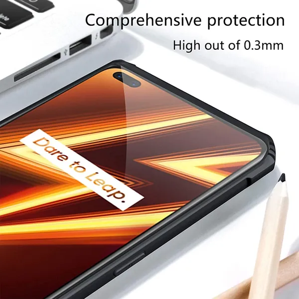 Bumper_Black_Shockproof_Bumper_Crystal__Back_Case_Cover_Compatible_With_Realme_6_Pro__Minimalist_Pc+Tpu_360_Protection_Tough_Rugged_Design