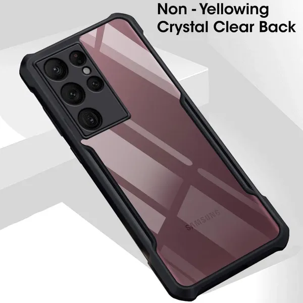 Black_Shockproof_Bumper_Crystal__Back_Case_Cover_Compatible_With_Samsung_Galaxy_S22_Ultra__Minimalist_Pc+Tpu_360_Protection_Tough_Rugged_Design
