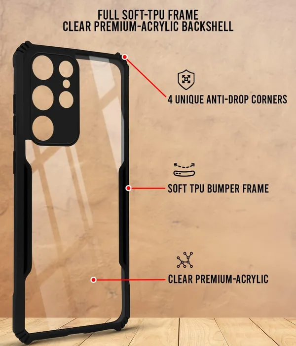 Black_Shockproof_Bumper_Crystal__Back_Case_Cover_Compatible_With_Samsung_Galaxy_S22_Ultra__Minimalist_Pc+Tpu_360_Protection_Tough_Rugged_Design