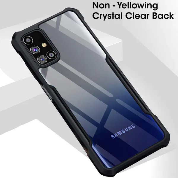 Bumper_Black_Shockproof_Bumper_Crystal__Back_Case_Cover_Compatible_With_Samsung_Galaxy_M31S__Minimalist_Pc+Tpu_360_Protection_Tough_Rugged_Design