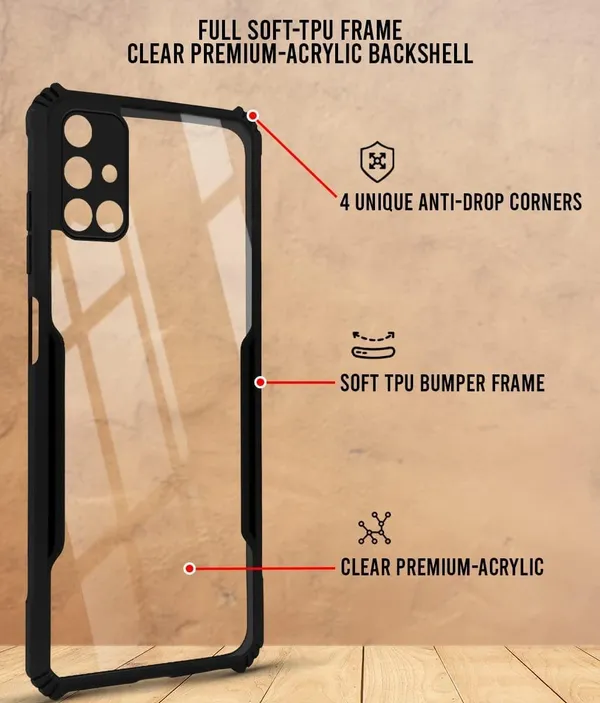 Bumper_Black_Shockproof_Bumper_Crystal__Back_Case_Cover_Compatible_With_Samsung_Galaxy_M31S__Minimalist_Pc+Tpu_360_Protection_Tough_Rugged_Design