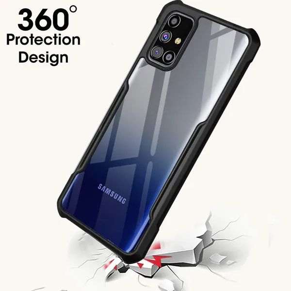Bumper_Black_Shockproof_Bumper_Crystal__Back_Case_Cover_Compatible_With_Samsung_Galaxy_M31S__Minimalist_Pc+Tpu_360_Protection_Tough_Rugged_Design
