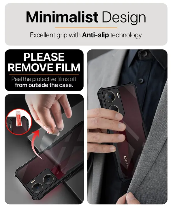 Bumper_Black_Shockproof_Bumper_Crystal__Back_Case_Cover_Compatible_With_Vivo_V29E_5G__Minimalist_Pc+Tpu_360_Protection_Tough_Rugged_Design