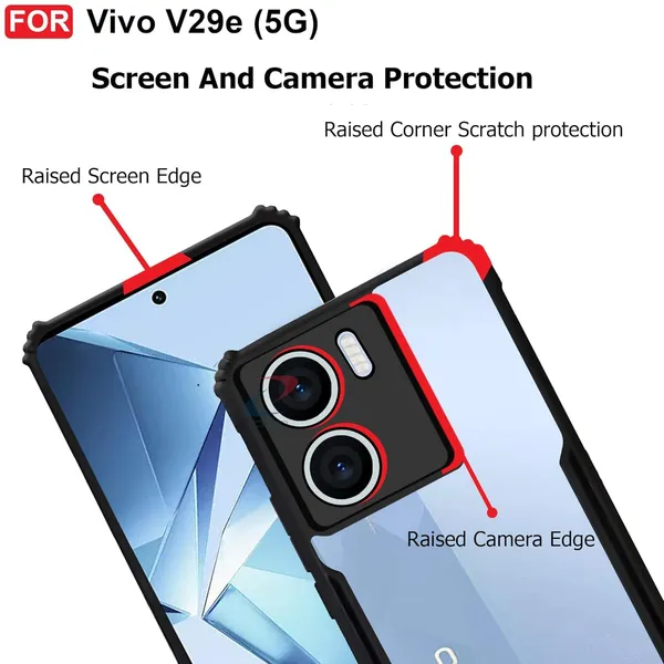 Bumper_Black_Shockproof_Bumper_Crystal__Back_Case_Cover_Compatible_With_Vivo_V29E_5G__Minimalist_Pc+Tpu_360_Protection_Tough_Rugged_Design