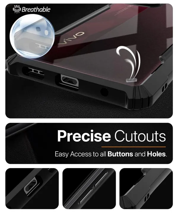 Bumper_Black_Shockproof_Bumper_Crystal__Back_Case_Cover_Compatible_With_Vivo_V29E_5G__Minimalist_Pc+Tpu_360_Protection_Tough_Rugged_Design