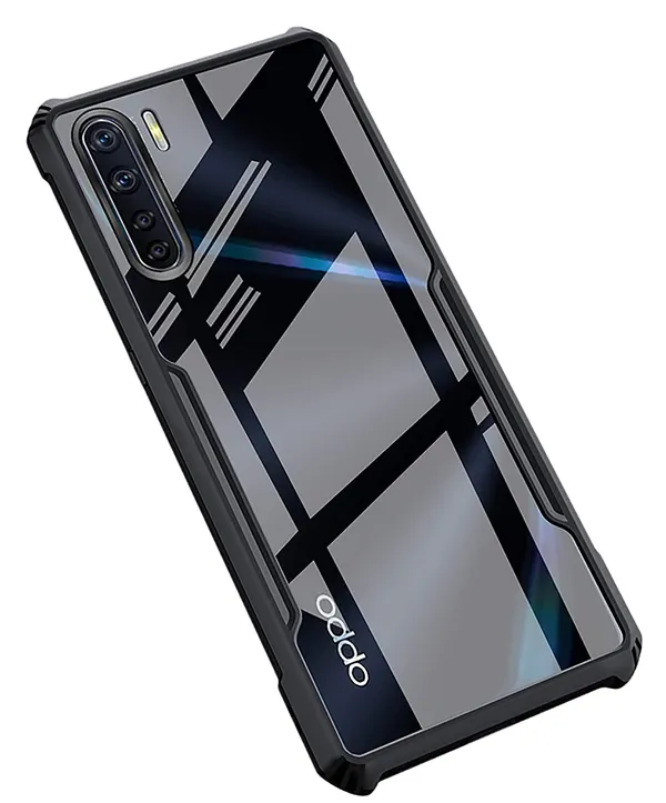 Bumper_Black_Shockproof_Bumper_Crystal__Back_Case_Cover_Compatible_With_Oppo_Reno3_/_Oppo_F15_/_Oppo_A91__Minimalist_Pc+Tpu_360_Protection_Tough_Rugged_Design