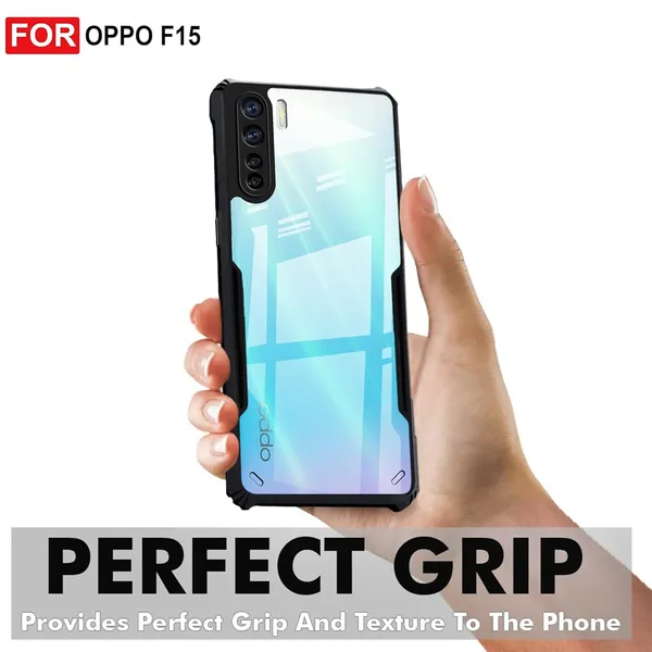 Bumper_Black_Shockproof_Bumper_Crystal__Back_Case_Cover_Compatible_With_Oppo_Reno3_/_Oppo_F15_/_Oppo_A91__Minimalist_Pc+Tpu_360_Protection_Tough_Rugged_Design