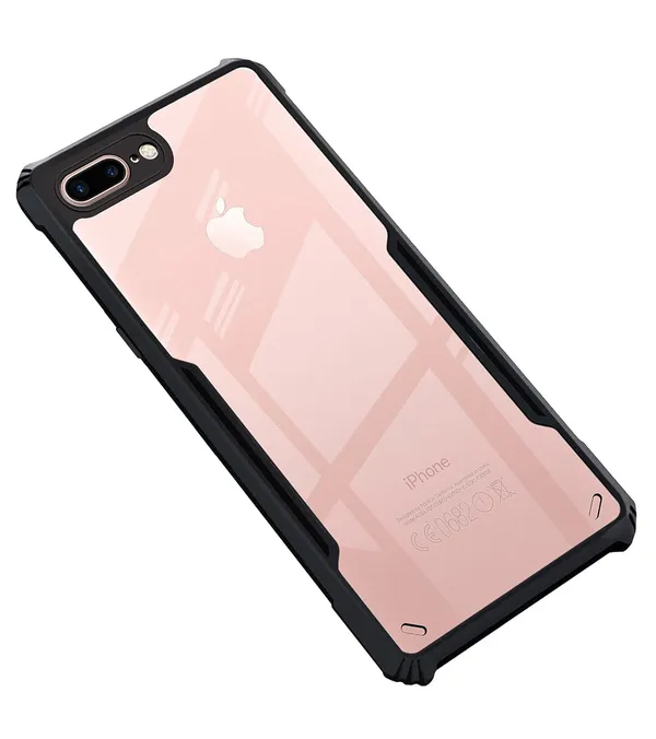 Bumper_Black_Shockproof_Bumper_Crystal__Back_Case_Cover_Compatible_With_Iphone_7_Plus_/_8_Plus__Minimalist_Pc+Tpu_360_Protection_Tough_Rugged_Design