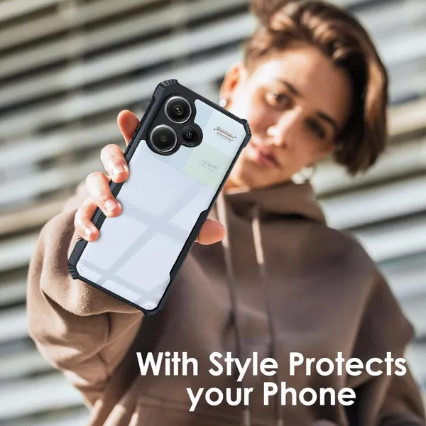 Bumper_Black_Shockproof_Bumper_Crystal__Back_Case_Cover_Compatible_With_Xiaomi_Redmi_Note_13_Pro_Plus_5G_/13_Pro+__Minimalist_Pc+Tpu_360_Protection_Tough_Rugged_Design