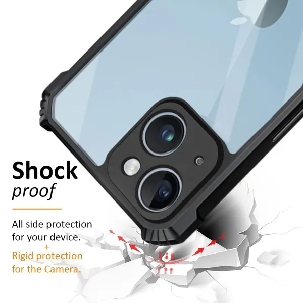 Bumper_Black_Shockproof_Bumper_Crystal__Back_Case_Cover_Compatible_With_Iphone_14__Minimalist_Pc+Tpu_360_Protection_Tough_Rugged_Design
