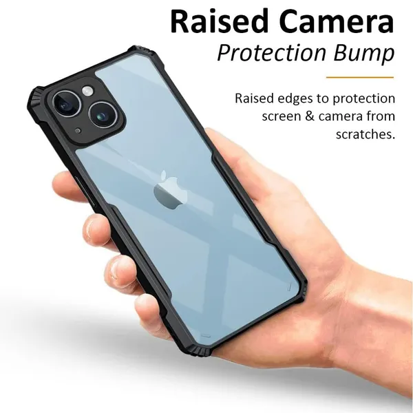 Bumper_Black_Shockproof_Bumper_Crystal__Back_Case_Cover_Compatible_With_Iphone_14__Minimalist_Pc+Tpu_360_Protection_Tough_Rugged_Design