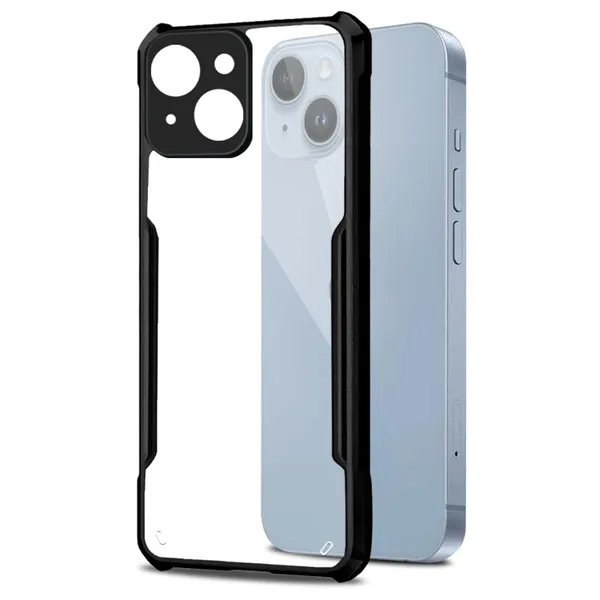 Bumper_Black_Shockproof_Bumper_Crystal__Back_Case_Cover_Compatible_With_Iphone_14__Minimalist_Pc+Tpu_360_Protection_Tough_Rugged_Design