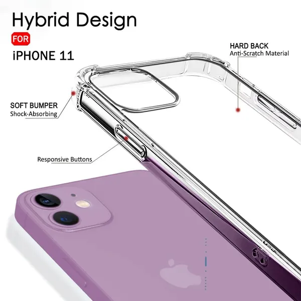 Clear_Corner_Raise_Corner_Ultra_Hybrid_Crystal_Back_Case_Cover_Compatible_With_Iphone_11__Tough_360_Bumper_Protection_Rugged_Shockproof_Design