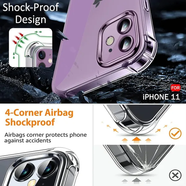 Clear_Corner_Raise_Corner_Ultra_Hybrid_Crystal_Back_Case_Cover_Compatible_With_Iphone_11__Tough_360_Bumper_Protection_Rugged_Shockproof_Design