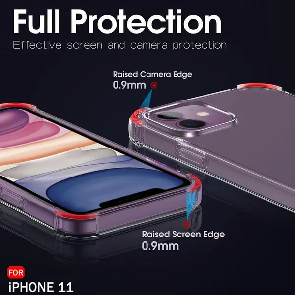 Clear_Corner_Raise_Corner_Ultra_Hybrid_Crystal_Back_Case_Cover_Compatible_With_Iphone_11__Tough_360_Bumper_Protection_Rugged_Shockproof_Design