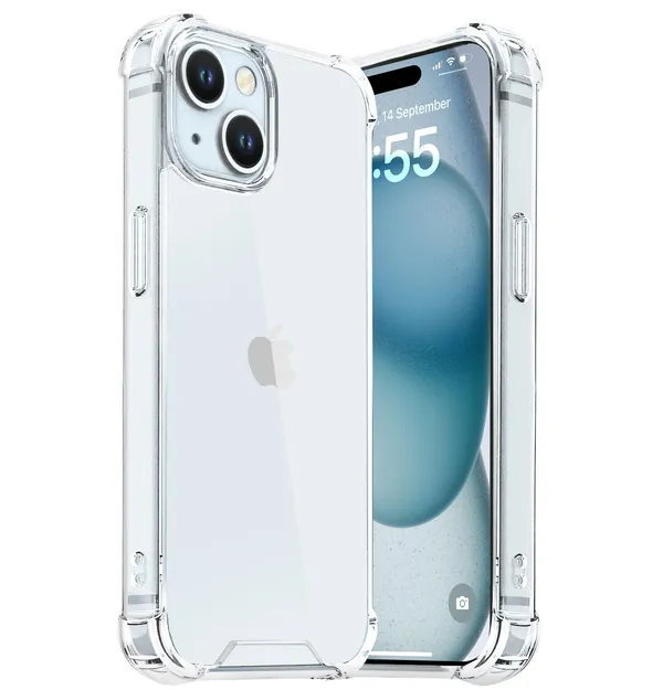 Clear_Corner_Raise_Corner_Ultra_Hybrid_Crystal_Back_Case_Cover_Compatible_With_Iphone_15__Tough_360_Bumper_Protection_Rugged_Shockproof_Design