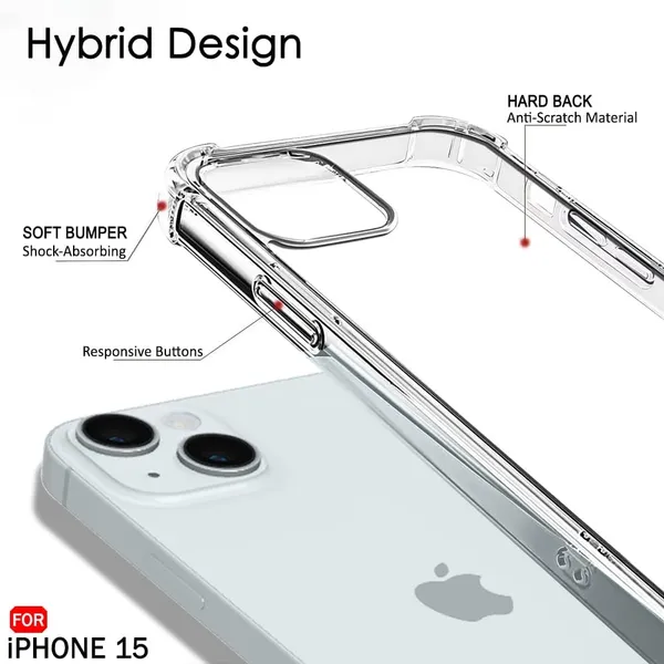 Clear_Corner_Raise_Corner_Ultra_Hybrid_Crystal_Back_Case_Cover_Compatible_With_Iphone_15__Tough_360_Bumper_Protection_Rugged_Shockproof_Design