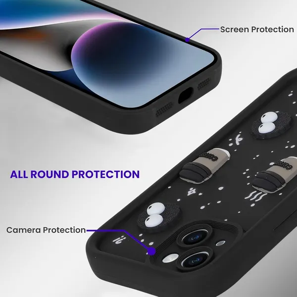 Coffee_Black_Coffee_Tpu_Silicone_Back_Case_Cover_Compatible_With_Oppo_A58_5G__Cute_Fun_Cartoon_3D_Ball__Full_Body_Protection__Camera_Protection