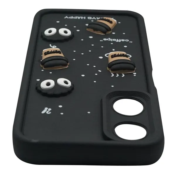Coffee_Black_Coffee_Tpu_Silicone_Back_Case_Cover_Compatible_With_Oppo_A58_5G__Cute_Fun_Cartoon_3D_Ball__Full_Body_Protection__Camera_Protection