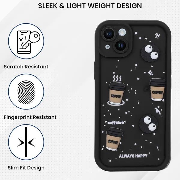 Coffee_Black_Coffee_Tpu_Silicone_Back_Case_Cover_Compatible_With_Realme_11X__Cute_Fun_Cartoon_3D_Ball__Full_Body_Protection__Camera_Protection